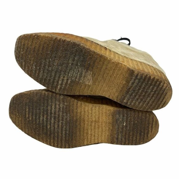 Petite Little Eskimo Womens Booties Beige Fur Hair Lace Up Shearling Vintage 7 - Picture 2 of 8